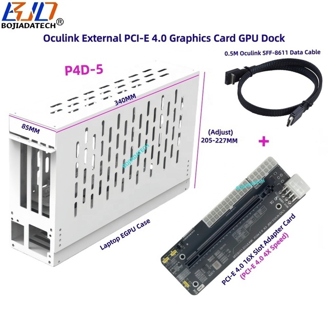 New External Graphics Card GPU Dock PCI-E 4.0 16X Adapter Card + Oculink Cable 0.5M Laptop EGPU Case Supports Small 1U FLEX PSU