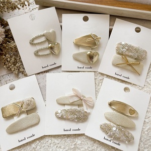 MIO Gold Color Glossy Series Hair Pin Set Sweet Kids Girls Horquilla Lovely Side Clip Bow Tie Lentejuelas BB Clip - Product Image 3