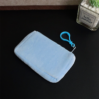 Porte-monnaie carré en velours uni avec fermeture éclair antivol, mini pochette de rangement, porte-clés intégré, fermoir mousqueton de luxe