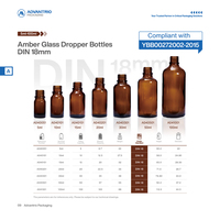 Flacon compte-gouttes en verre ambré de type III USP de haute qualité, 30 ml, avec opercule inviolable, pour sérum et huile essentielle