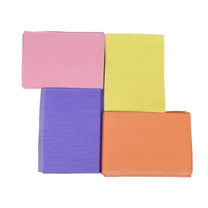 Hot Selling 2 Ply Paper +1Ply colourful Waterproof dental bibs disposable for Patients