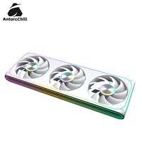 Ventilador AntarcChill de 360 mm con Cadena Daisy, Anillo Central CD, Halo Lateral con Espejo Infinito, Alta Velocidad, Alto Flujo de Aire, Bajo Ruido, Ventilador para PC OEM
