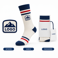 Chaussettes fantaisie en tricot avec motifs artistiques originaux, patchs bleu marine et blancs, cadeau, vente en gros, impression originale résistante à la décoloration, échantillons approuvés, emballage