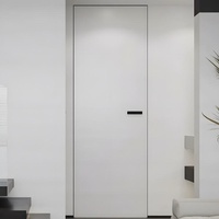 Porte secrète insonorisée sans cadre en bois apprêté blanc, porte dissimulée moderne invisible encastrée avec serrure magnétique