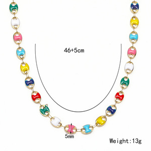 Parures <span class=keywords><strong>de</strong></span> bijoux Hip Hop en perles motif nez <span class=keywords><strong>de</strong></span> cochon effet goutte d'huile arc-en-ciel, en acier inoxydable plaqué or 18 carats, avec colliers motif <span class=keywords><strong>grain</strong></span> <span class=keywords><strong>de</strong></span> <span class=keywords><strong>café</strong></span> - Product Image 6