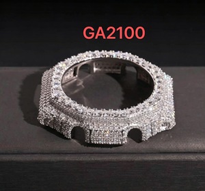 嘻哈风格钻石测试仪手表表壳 GA2100 镀冰效果 925 银手表配件莫桑石手表表圈 - Product Image 1