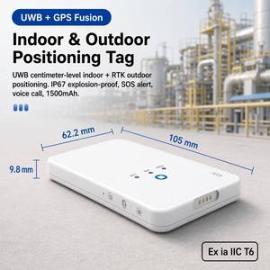 Etiqueta UWB RTLS IP67 a Prueba de Explosiones, Posicionamiento RTK GPS LoRa Fusion con Pantalla de Tinta Electrónica y Voz SOS, Rastreador de Seguridad Industrial para Trabajadores - Product Image 1