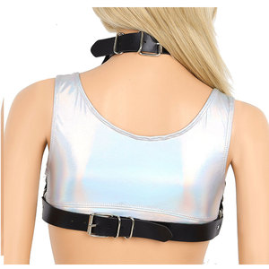 Soutien-gorge de bondage en or <span class=keywords><strong>sexy</strong></span>, en forme de cage, haut court, drapé, chaîne, harnais, bijoux pour boîte de nuit, fabricant chinois, vente en gros - Product Image 2