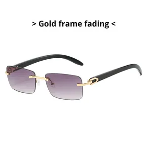 High Quality Custom Ivory Buffalo-Shape Rimless <strong>Sunglasses</strong> for Women Trendy Small Square Fashion Factory Direct <strong>Bulk</strong> Order - Product Image 6