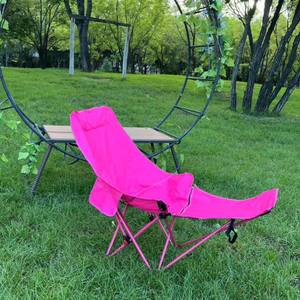 Silla Plegable Portátil con Cuatro Posiciones Reclinables y Reposapiés, para Jardín y Uso en Exteriores, Color Rosa - Product Image 4