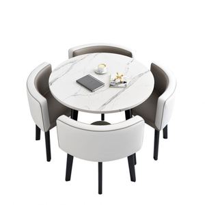 Table à manger classique de luxe en marbre noir coréen, <span class=keywords><strong>italien</strong></span>, de Dubaï, aspect naturel, 412 places - Product Image 4