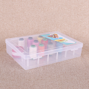 Large Transparent Plastic Square Yarn Box 28x19.5x6.3cm With Lid For Needlework Storage Organizing Threads - Product Image 3