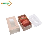 Boîte cadeau en papier pour macarons, impression personnalisée, 2 paquets, avec fenêtre de visualisation pour les biscuits et les desserts