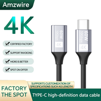Charge rapide : Câble de type C premium 60W mâle vers femelle 1m, prend en charge la charge rapide pour les téléphones, les ordinateurs portables, les appareils USB-C