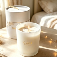 C&H Bougie parfumée personnalisée avec logo, boîte cadeau, décoration d'intérieur, pot en verre blanc, livraison rapide, cadeau de fête, écologique