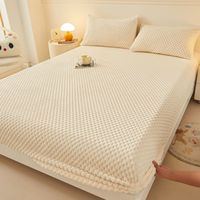 Drap-housse et taie d'oreiller de luxe à motif de coquille de tortue en polyester polaire de flanelle de couleur unie avec literie