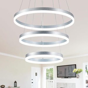 Langlebige dimmbare stilvolle 72-W-LED-Pendelleuchte aus Aluminium Zeitgenössisches Design DIY Lampa ras Colg antes De Techo Silber - Product Image 1
