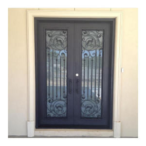 Double portes d'entrée extérieure, pièce en fer forgé en cuivre forgé, pour porte de villa - Product Image 6