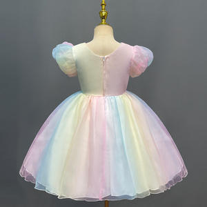 Vestido de princesa de manga de burbuja para niña de 2 a 12 años, vestido de gasa de color <span class=keywords><strong>arco</strong></span>íris caramelo, espectáculo de banquetes, vestido de dama de honor - Product Image 4