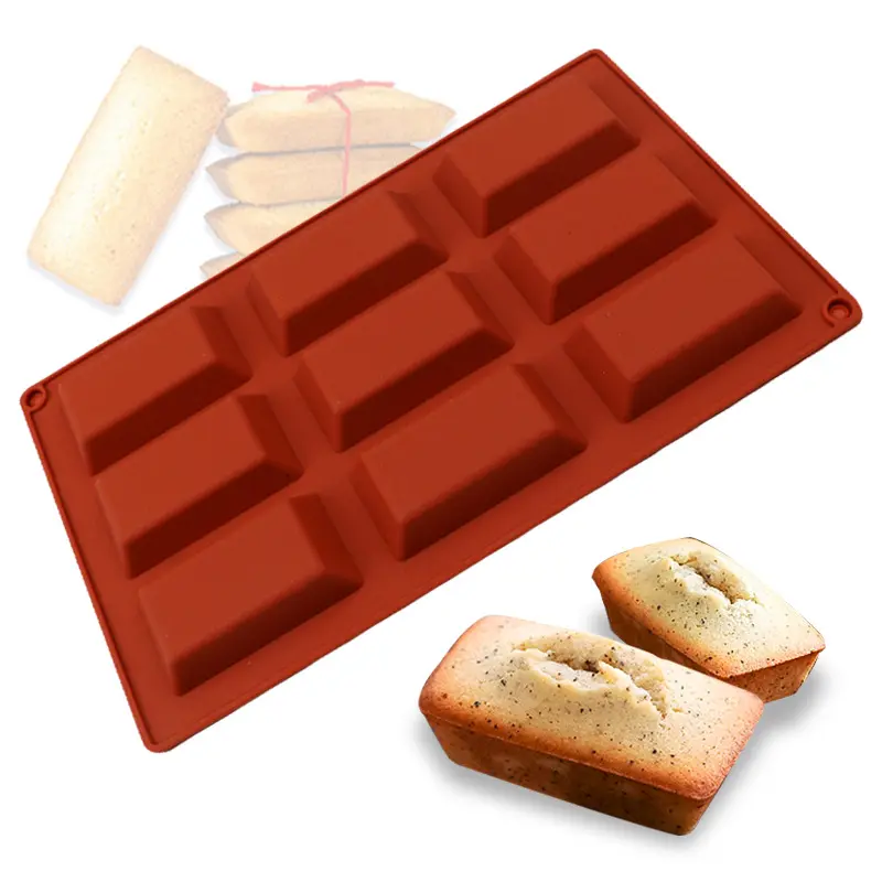 Custom Diy 9 Gaten Siliconen Rechthoek Bakvorm Zeep Schimmel Non-stick Siliconen Cakevorm Cake Pan Biscuit Chocolade mold