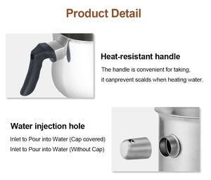 호루라기와 화상 방지 손잡이가있는 더블 레이어 스테인레스 스틸 우유 냄비 친환경 수프 냄비 뚜껑이있는 내구성 끓는 냄비 - Product Image 5