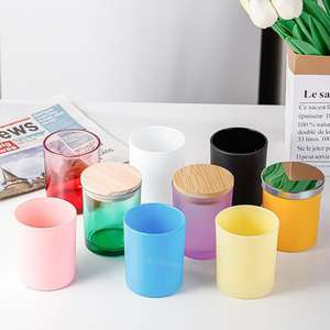 Venta al por mayor de fábrica, 8oz, 10oz, tarro de vela de Vidrio colorido súper esmerilado con tapa de madera para hacer velas - Product Image 4
