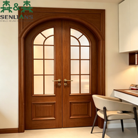 Portes doubles cintrées SLS Grand French Arched, portes intérieures en bois et verre sur mesure de luxe pour entrée de villa haut de gamme et décoration de manoir