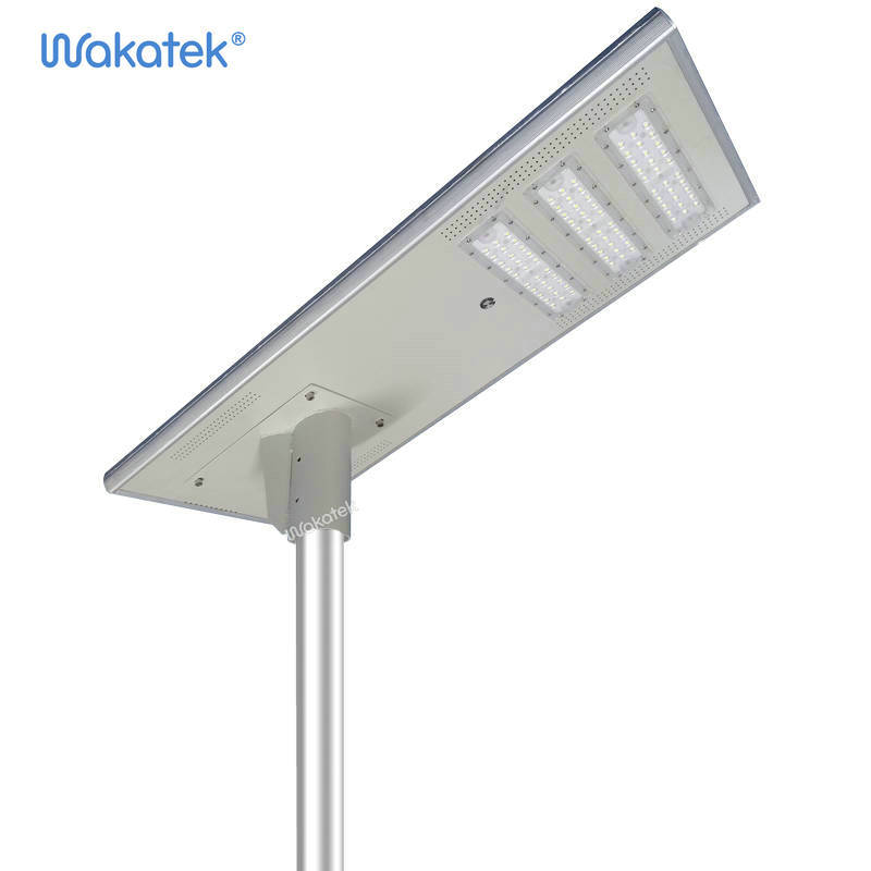 Литиевая батарея WAKATEK, 60 Вт, наружный новый дизайн, все в одном, встроенный светодиодный уличный фонарь на солнечной батарее