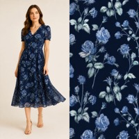 Tissu imprimé floral de roses en popeline 100% coton, pour robes de filles, costumes, accessoires de maison, jouets, artisanat