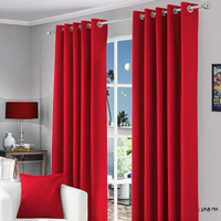 Rideaux occultants thermiques Vanessa noirs unis à œillets avec 2 attaches rouges 46x72 pouces pour fenêtre