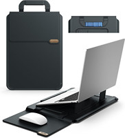Housse pour ordinateur portable 14 pouces ultra-fine avec poignée, 2 modes de support, housse pour MacBook avec support réglable et tapis de souris intégré