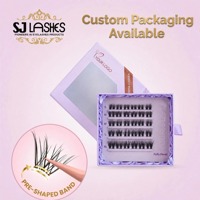 Faux cils pré-collés en grappes, bande courbée, aspect naturel, extensions de cils DIY, vente en gros