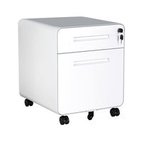 Meuble de rangement mobile contemporain en acier blanc à 2 tiroirs verrouillables avec roulettes, pour classement sous le bureau, chambre ou bureau à domicile