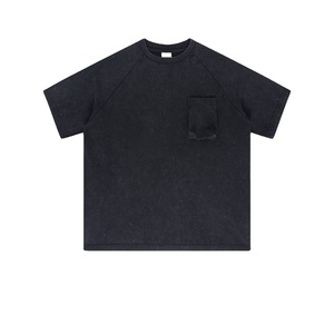 Camiseta Lisa para Hombre, 310 g/m², Camiseta Gruesa con Bolsillo, Estilo Vintage Lavado, al por Mayor, Personalizada, 100% Algodón, Verano, Lisa - Product Image 1