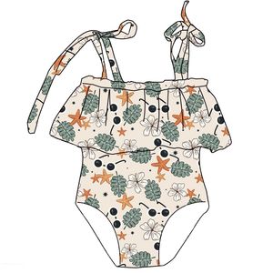 Combinaison de bain pour bébé à bretelles volantées, grande taille, imprimé personnalisé, avec bretelles réglables et design imperméable - Product Image 3