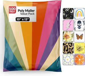 100 Sobres de Poliéster Retro Arcoíris de 10x13 Pulgadas, Bolsas de Envío Autoadhesivas Resistentes al Agua y a Desgarros - Product Image 5