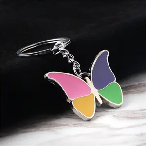 China Cheap Wholesale Custom Zinc Alloy Soft Enamel Colors Key Chain Butterfly Keychain