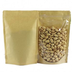 Sac alimentaire en papier kraft laminé autoportant avec fenêtre transparente et fermeture éclair 20x30m – Pack promotionnel - Product Image 2