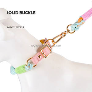 Corda in tessuto di cotone colorato collari morbidi per animali domestici guinzaglio forte e resistente al collare per cani guinzaglio - Product Image 5