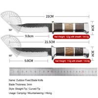 Couteaux de poche en gros, couteau à dépecer incurvé en acier inoxydable 3Cr13, couteau à désosser à manche en bois, pour la chasse et le camping