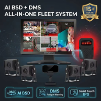 Système de gestion de flotte tout-en-un avec écran tactile 10,1 pouces, IA BSD, DMS, caméra AHD 4 canaux, détection d'angle mort à 360° et alerte de fatigue pour camions et bus
