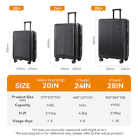 Leavesking best-seller ensemble de poussette à bagages avec cadre en polycarbonate à fermeture éclair et valise ignifuge de grande capacité