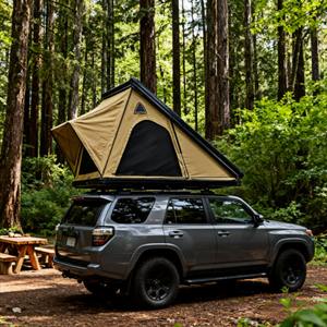 Tente de camping pour voiture en aluminium, triangle, extérieur, conduite autonome, automatique, tout-terrain, imperméable, coque rigide, quatre saisons, double couche, voiture - Product Image 5