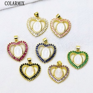 Pendentif Cœur Coloré Plaqué Or 18 carats pour Fabrication de Colliers – Idéal Cadeau Bijoux de Fête - Product Image 1