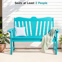 Banc de jardin cyan-bleu en plastique HIPS, imitation bois 3D, imperméable, capacité 800 lbs, surdimensionné pour patio et bord de piscine