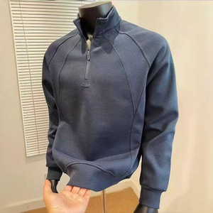 Sudadera Casual Versátil para Hombre, Otoño-Invierno 2026, con Cierre de Media Cremallera, Diseño de Parches, Hombros Caídos y Cuello Alto - Product Image 3