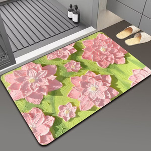 CF personnalisé 3D peinture à l'huile Floral diatomite <span class=keywords><strong>tapis</strong></span> de bain séchage rapide antidérapant <span class=keywords><strong>tapis</strong></span> en caoutchouc pour salle de bain toilette Style moderne hôtels - Product Image 6