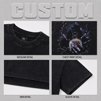 Camiseta de manga corta para hombre, personalizada, de 260 g, lavada y teñida, con estampado de retrato, cuello redondo, holgada, para verano.