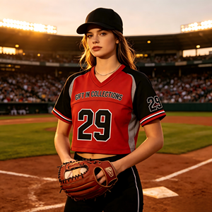 Unisex Crew Neck Cropped Color <b>Block</b> Baseball Jersey Custom Logo Print Flag 100% Polyester Anti-Bacterial Quick Dry Breathable - Product Image 1