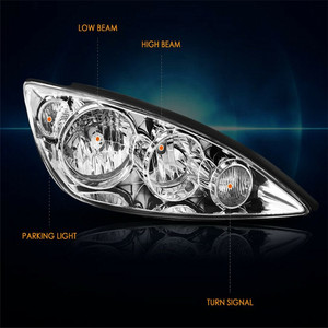 ใช้กับไฟหน้ารถ <span class=keywords><strong>Toyota</strong></span> <span class=keywords><strong>Camry</strong></span> 2005 <span class=keywords><strong>2006</strong></span> USA ไฟหน้าโครเมี่ยมแบบฝาปิดพอดีกับ LHD - Product Image 2